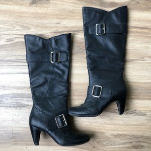 Women's BCBG Black Leather Knee High Boots US 6B
